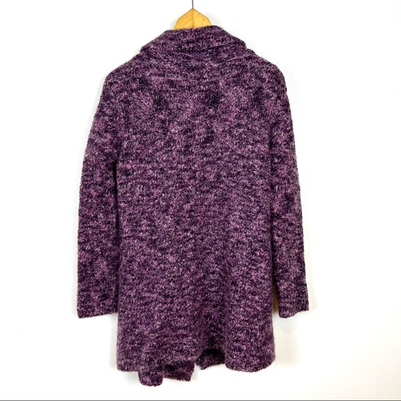 Laura Ashley Womens Sweater Size XL Purple Boucle Knit Long One Button Cardigan - Picture 2 of 16